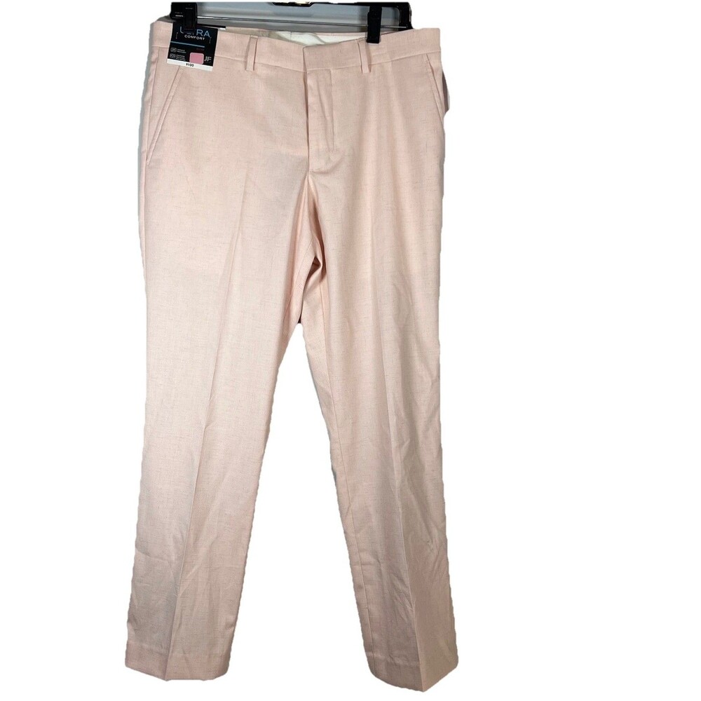 J. Ferrar Ultra Comfort Pants Mens 32x29 Pink Linen Blend Slim Fit‎ NWT $100